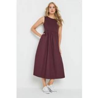 Lts Tall Burgundy Red Jersey & Woven Mix Fabric Midi Dress 20 Lts | Tall Women's Jersey Dresses