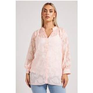 Yours Curve Yours Curve Pink London Jacquard Burn Out Blouse