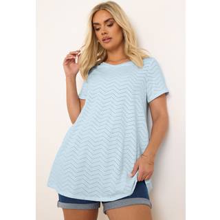 Yours Curve Yours Curve Blue Pointelle Detail T-Shirt
