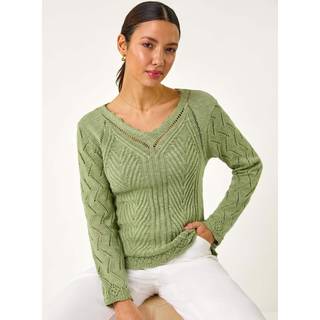 Roman Roman Green Scallop Detail Knit Jumper