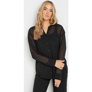 Lts Tall Black Sheer Long Sleeve Shirt 10 Lts | Tall Women's Shirts & Blouses