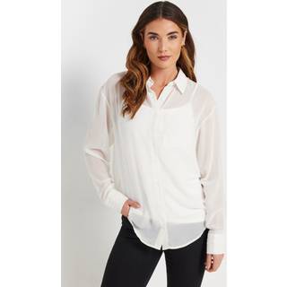 Lts Tall Ivory White Sheer Long Sleeve Shirt 16 Lts | Tall Women's Shirts & Blouses