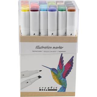 Illustration Marker 24 stk. - 2-i-1 tusch med 1+8 mm streg