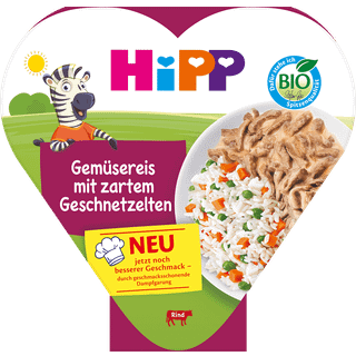 HiPP Bio menuer Grøntsagsris med møre kødskiver fra 1 år 73.44 DKK/1 kg (6 x 250.0g)