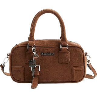 River Island River Island Brown Faux Leather Charm Bowler Bag