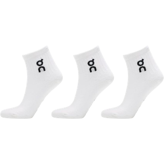 On Running 3-Pack Mid Socks, White - 9-11.5