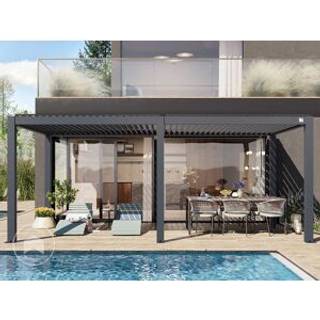 3x6m Pergola, lameltag, antracitgrå - (400127)