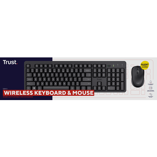 Trust ODY II WL KEYBOARD & MOUSE WHT ND - Tastatur & Mus sæt - Nordisk - Sort