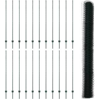 Hegnspæle 11 stk U-Kanal Grøn 150 cm Stål, vidaXL Hexagon Hegn Grøn 1.5 x 50 m Stål