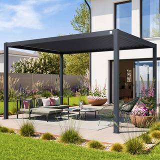 3x4m Pergola, lameltag, antracitgrå - (400123)
