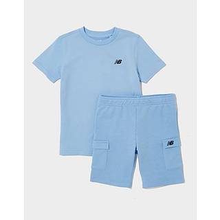 New Balance Linear T-Shirt/Shorts Set Children, Blue - 5-6 Y