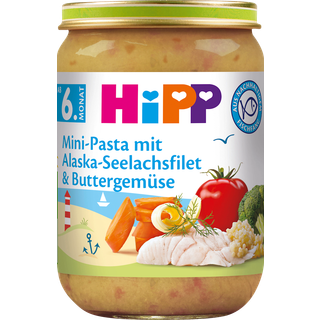 HiPP Minipasta med Alaska-sejfilet og smørstegte grøntsager 94.47 DKK/1 kg (6 x 190.0g)