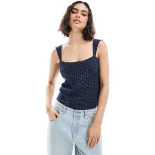 Hollister Blå Hør Tanktop Med Sløjfe Og Åben Ryg Med Stroplarge