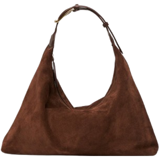Pillow Shoulder Bag Suede Dark Brown
