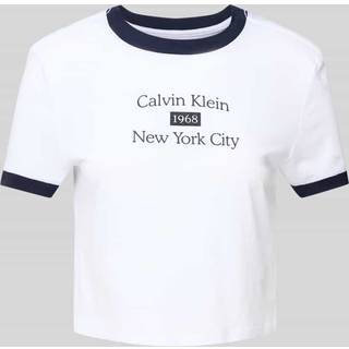 T-shirt Calvin Klein Jeans Drapey Jersey Crop Brilliant White/ Baritone Blue M - Baritone Blue - M