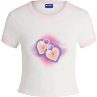 Kort Ringer-T-shirt i bomuld med grafisk print