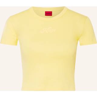 HUGO HUGO Yellow Baby Logo Cropped 100% Cotton T-Shirt