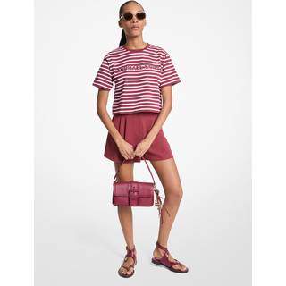 MK Striped Logo Cotton Cropped T-Shirt - Purple - Michael Kors - XXS