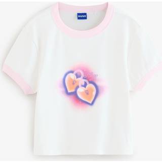 HUGO HUGO Natural Baby Lipstick Graphic Ringer Cropped 100% Cotton T-Shirt