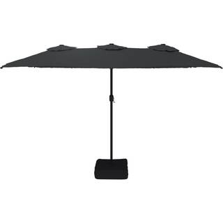 Parasol Med Dobbelt Parasoldug Og Led-Lys 449X245 Cm Sand - Sort