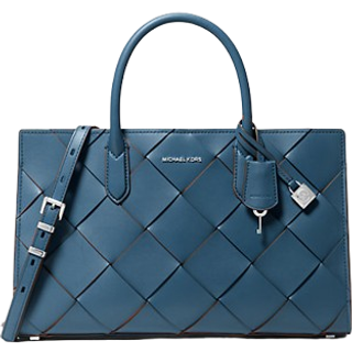 MK Scarlett Medium Woven Leather Satchel - Blue - Michael Kors - ONE SIZE