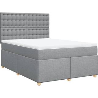 kontinentalseng 140x200 cm stof lysegrå