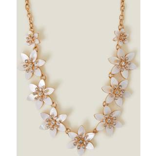 Accessorize Accessorize Gold Mother of Pearl Flower Print Collar Necklace