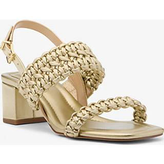 MK Audrina Metallic Woven Block Heel Sandal - Gold - Michael Kors - EU 40.5