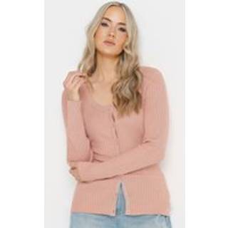 Lts Tall Blush Pink Ribbed Scalloped Hemline Cardigan Size 8-10