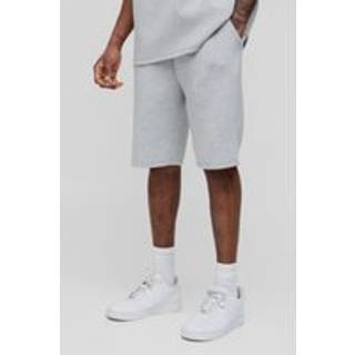 Mens Grey Marl Tall Loose Fit Marl Scuba Shorts