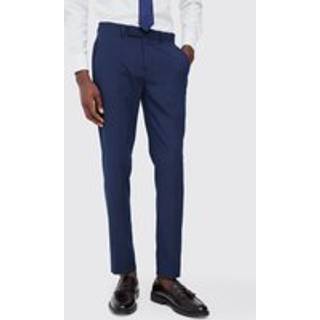 Mens Navy Fixed Waist Skinny Tailored Trousers