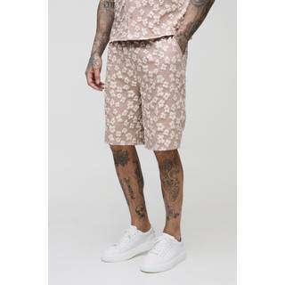 Mens Slate Tall Floral Relaxed Fit Jacquard Shorts