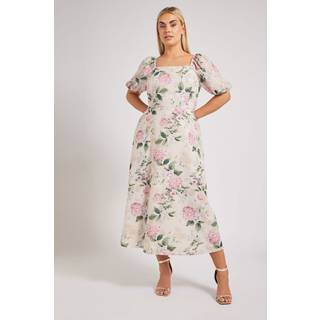 Yours Curve Yours Curve Cream London Floral Square Neck Look Dress