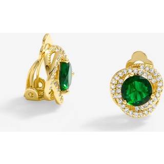 Jon Richard Jon Richard Gold Tone Emerald Twist Halo Clip Earrings