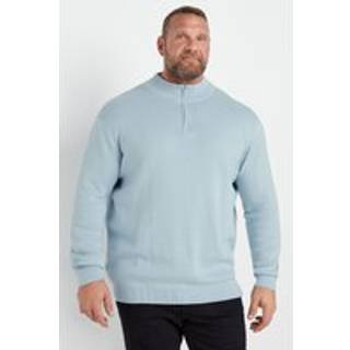 BadRhino Big & Tall BadRhino Big & Tall Light Blue Milano Quarter Zip 100% Cotton Jumper