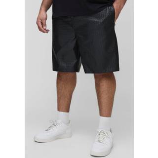 Mens Black Plus Woven PU Relaxed Fit Pocket Detail Shorts