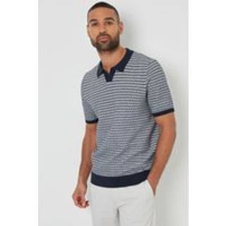 Threadbare Textured Stribet Knit Trophy Neck Polo-skjorterX-Large