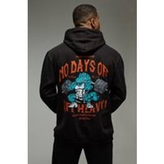 Mens Black Man Active No Days Off Oversized Hoodie