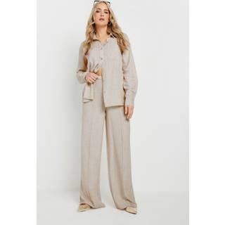 Lts Tall Stone Brown Linen Pleated Wide Leg Trousers Ex Long > 16 Lts | Tall Women's Linen Trousers - Ex Long 16