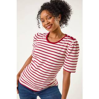 Roman Petite 100% Bomuld Stribet Ruched Stræk TopEU 40 (UK 12)