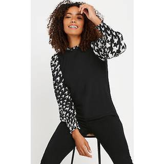 M & Co M & Co Black Dogtooth Contrast Top