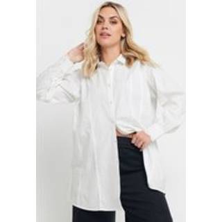 Yours Curve Yours Curve White Long Sleeve Trim 100% Cotton Slub Shirt