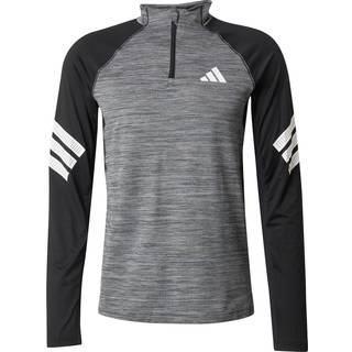 Icon 3-Stripes 1/4-Zip T-shirt - Black Melange / White - XS