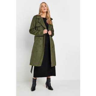 Lts Tall Khaki Green Faux Suede Midi Trench Coat 12 Lts | Tall Women's Midi Coats