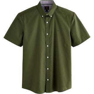 Next Olive Green Stretch Oxford Short Sleeve Shirt
