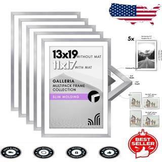 AmericanFlat 13x19 Billedramme med poleret plexiglass - S?t med 5 - Brug som 11x17 ramme med Mat eller 13x19 ramme uden Mat - Galleria Collection