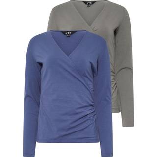 Lts Tall 2 Pack Navy Blue & Grey Wrap Tops 18 Lts | Tall Women's Wrap Tops