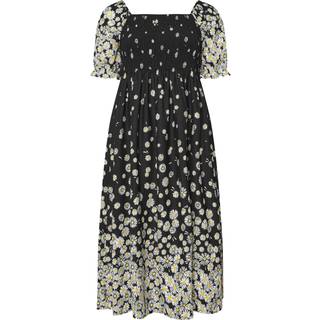 Yours Curve Yours Curve Black Shirred Square Neck Dress