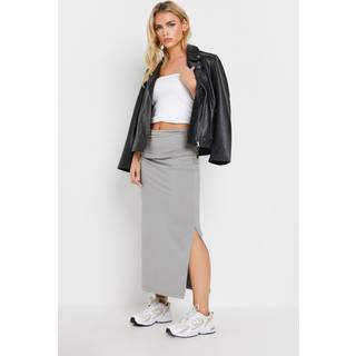 PixieGirl Petite PixieGirl Petite Grey Fold Over Waist Maxi Skirt