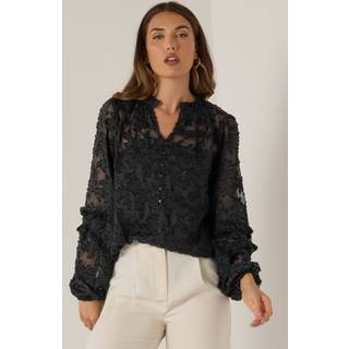 Lts Tall Black Jacquard Floral Blouse 20 Lts | Tall Women's Shirts & Blouses
